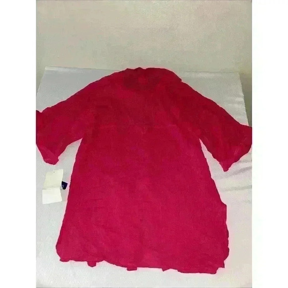 NWT Pacific Connections Pink Linen Gold Seashell Buttons One Size Swim Cover - Picture 9 of 12